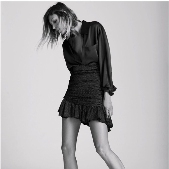 ZARA sparkly asymmetrical ruffle hem mini skirt - Picture 2 of 12